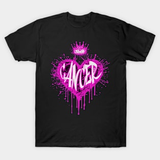 Cancer Zodiac Airbrush Graffiti Heart Sign Birthday Astrology T-Shirt